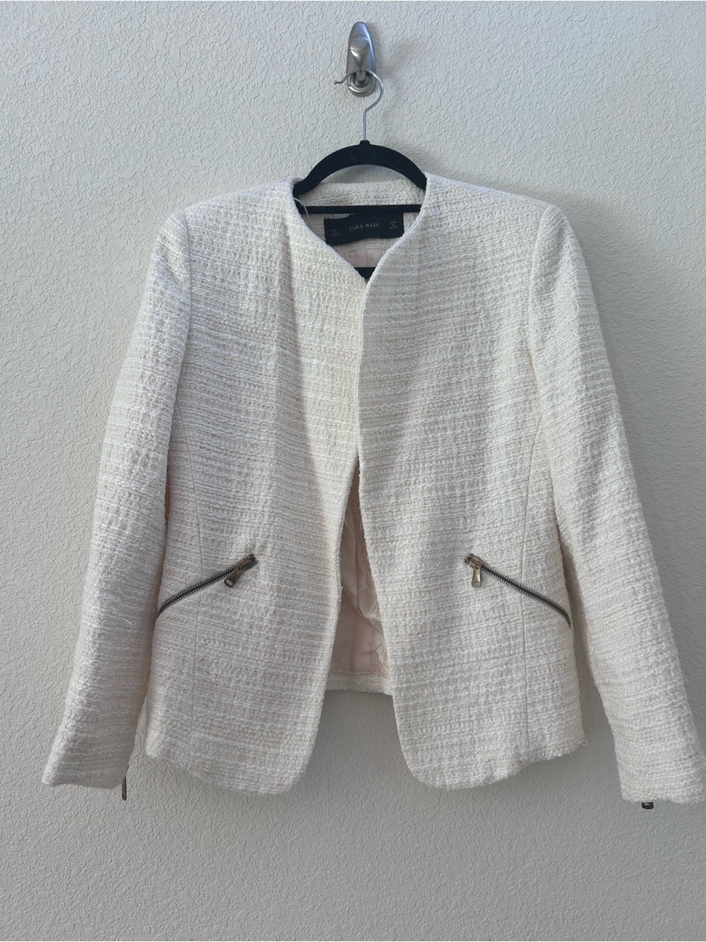 Zara Cream Tweed Jacket Size S